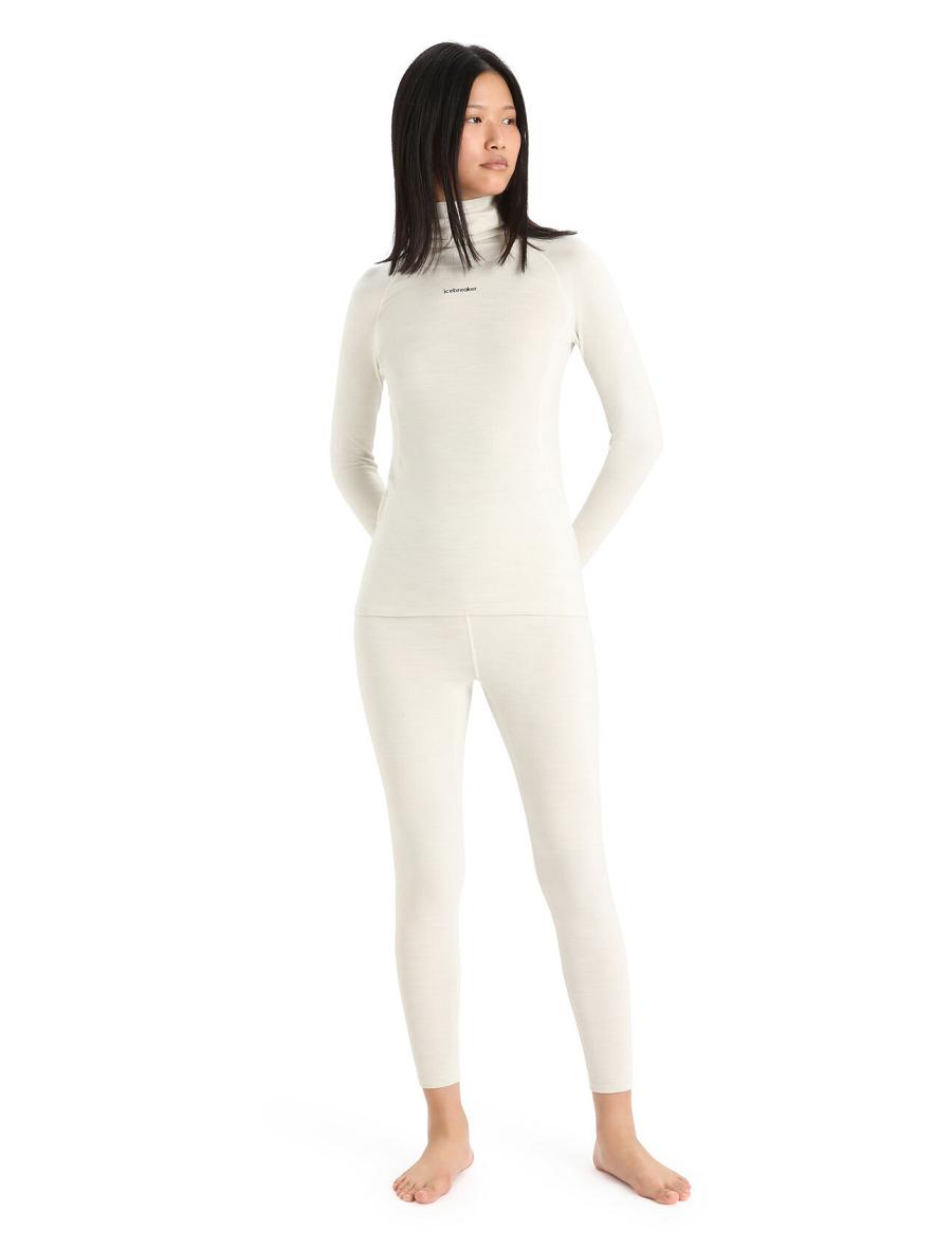 Base Layers Icebreaker MerinoFine™ Long Sleeve Roll Neck Damskie Białe | PL 1052RVDW